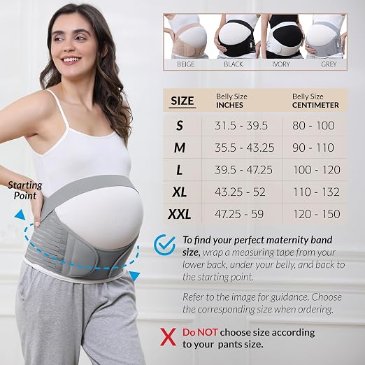 NeoTech Care Pregnancy Belly Band, Maternity Belt, for Pregnancy Belly Support, Back/Pelvic Support (Size M, Grey Color)