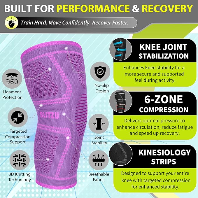 Knee Brace Men & Women, Knee Compression Sleeve Support Wrap Tendonitis L | 2 Pack, Joint & Patella Stabilization, Arthritis Pain Relief, Meniscus Tear, ACL Injury Recovery, Running, Sports, Workout
