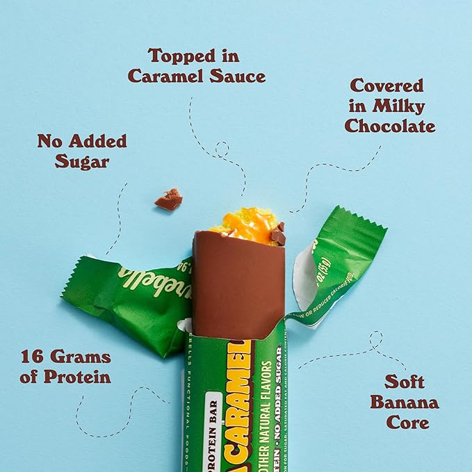 Barebells Soft Protein Bars Banana Caramel - 12 Bars (1 pack of 12) - Protein Snacks with 16g of High Protein - Fluffy Chocolate Treat with 2g of Total Sugars - Soft Protein Snack & Breakfast Bars