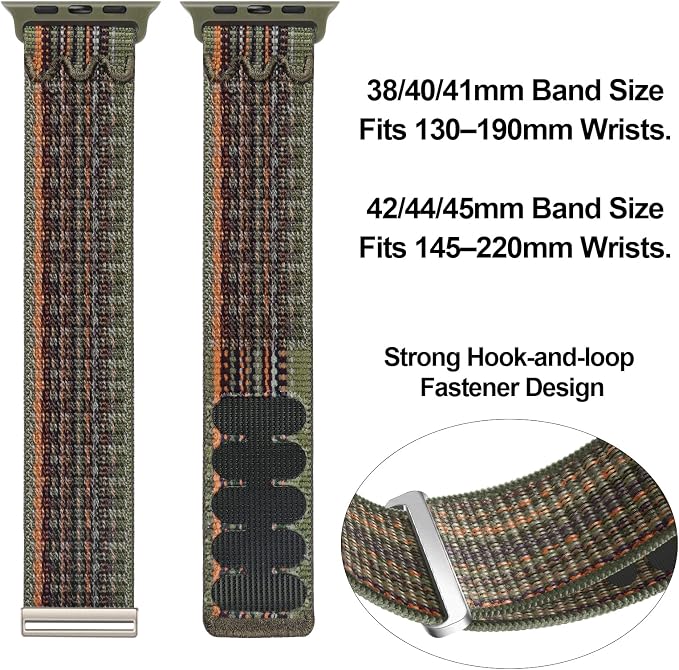 Sport Loop Nylon Band Compatible with Apple Watch Band 38mm 40mm 41mm 42mm 44mm 45mm 49mm Ultra 2 iWatch Series 9 8 7 6 SE 5 4 3 2 1 Strap, Fit for iPhone Watch Band Women Men Stretchy | Nylon Sport Loop Wristband Compatible with Apple Watch Ultra 2 38...
