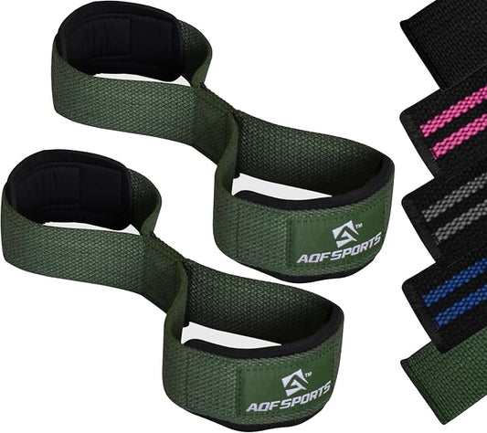 AQF Figure 8 Weight Lifting Straps, Padded Cuff Support for Deadlift