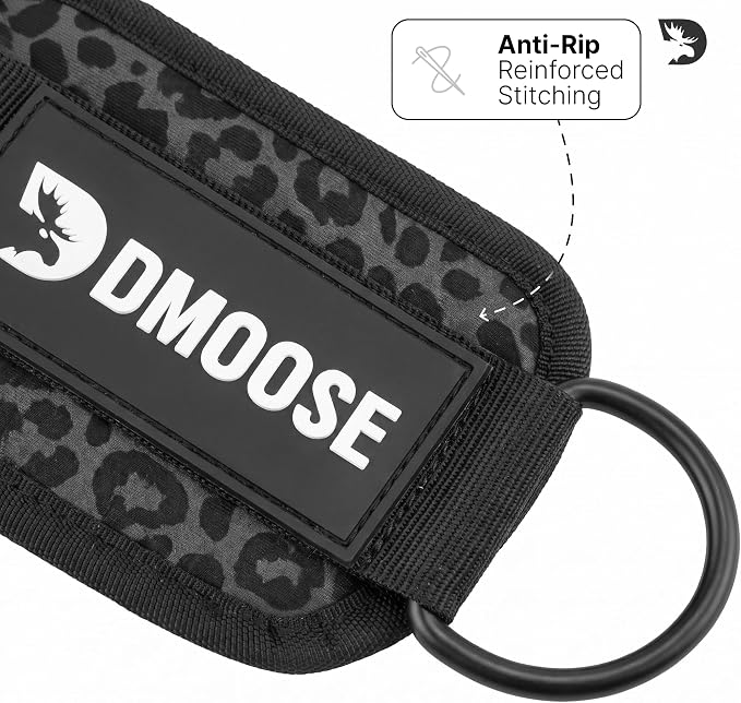DMoose Ankle Strap for Cable Machine - One Size Fit with Premium Padding, Workout Kickback Ankle Cuffs, Ankle Bands for Working Out, Booty Workouts, Leg Extension, Hip Abductors & Lower Body Exercises