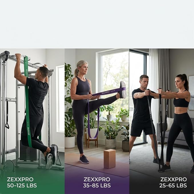 Resistance Bands Set, Pull Up Assistance Bands, Natural Latex Pull Up Bands for Strength Training, Exercise, Stretching, Home Gym, Physical Therapy, Workout Equipment, 5 Pack