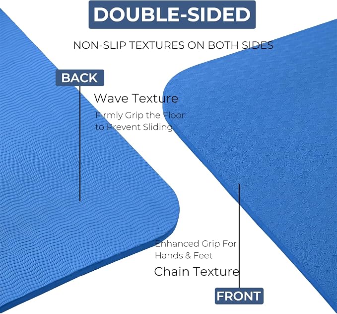 Yoga Mat 72''x24''/35''(8mm/10mm) for Beginners, Thick and Wide Yoga Mat with Carrying Strap for Pilates, Stretching and Home Workout