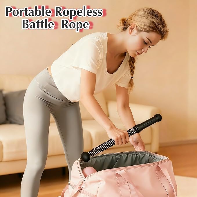 Weighted Ropeless Battle Ropes,Cordless Workout Ropes for Home Gym, Portable Exercise Rope for Strength Building, HIIT and Low-Impact Aerobic Training for Women&Men (Black)