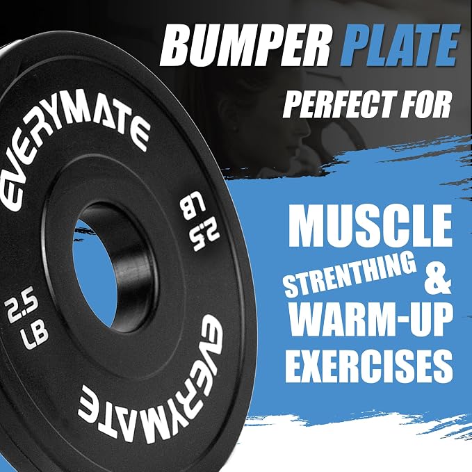 EVERYMATE Change Weight Plates 1.25LB 2.5LB 5LB Set Fractional Olympic Bumper Plates for Cross Training Steel Insert Strength Training
