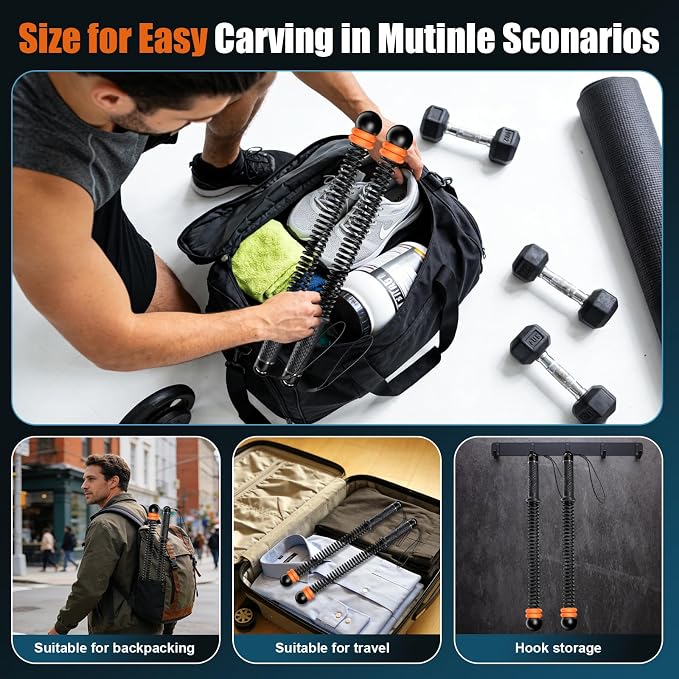 Ropeless Battle Ropes, Heavy Duty Portable Cordless Battle Ropes for Home Gym Adjustable Weights, Workout Exercise Rope for Strength Building, HIIT and Low-Impact Aerobic Training for Men & Women