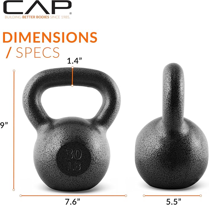 CAP Barbell Cast Iron Kettlebell - Singles and Sets, Multiple Weight Choices