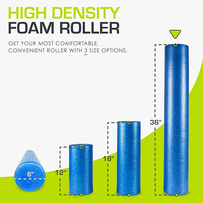 ProsourceFit High Density Foam Rollers 36 - inches long,Firm Full Body Athletic Massage Tool for Back Stretching, Yoga, Pilates, Post Workout Muscle Recuperation, Blue