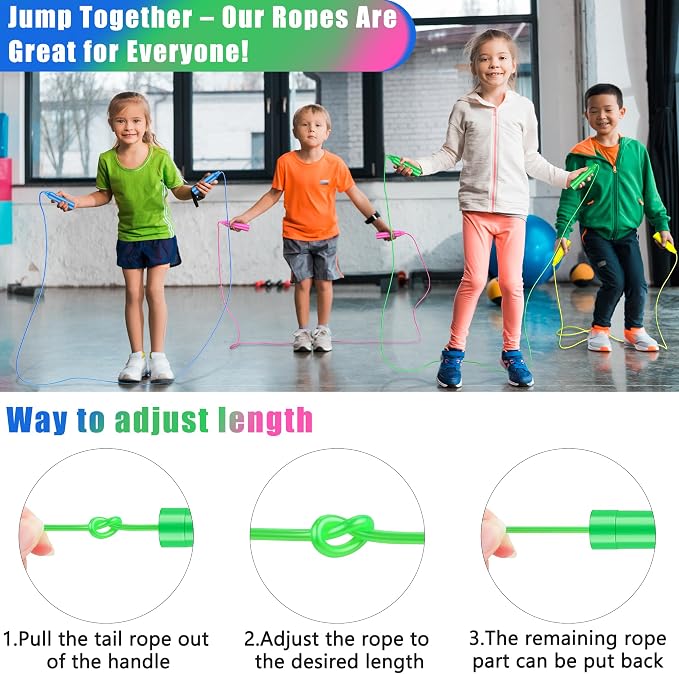 Aodaer Jump Rope Set, Colorful Outdoor Jump Ropes, 7.3 Feet Adjustable Skipping Rope for Outdoor Fun Activity Sport Party Favor