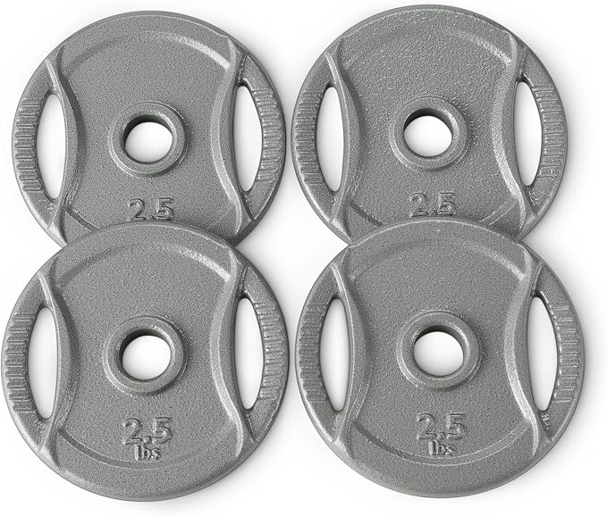 Amazon Basics 1-Inch Grip Weight Plates, Cast Iron, Strength Training, Home Gym