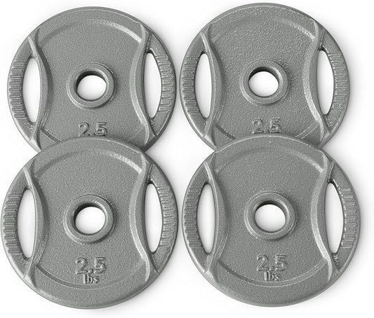 Amazon Basics 1-Inch Grip Weight Plates, Cast Iron, Strength Training, Home Gym