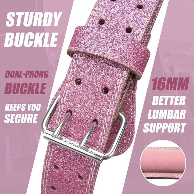 Jaffick Weight Lifting Belt For Ladies Leather Gym Belts Lower Waist Back Support For Women Men Fitness Squat Deadlift Heavy Duty Cross Training Gym Powerlifting Workout