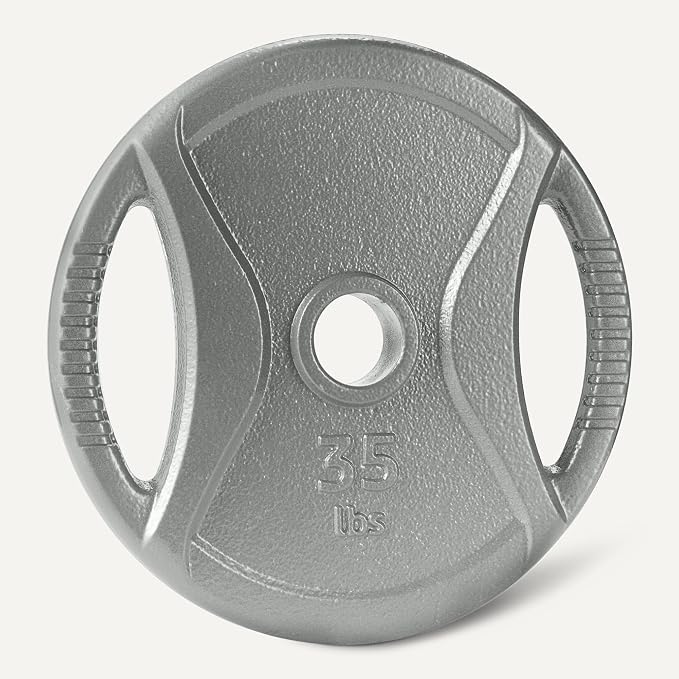 Amazon Basics 2-Inch Olympic Grip Weight Plates, Cast Iron, for Powerlifting, CrossFit & Strength Training