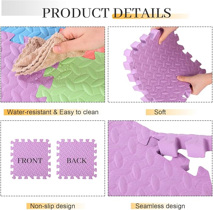 Arrowbash 12x12x1 Inch EVA Thick Interlocking Foam Floor Tiles Puzzle Exercise Mat Foam Mats for Home Gym Pets(Colorful,20)