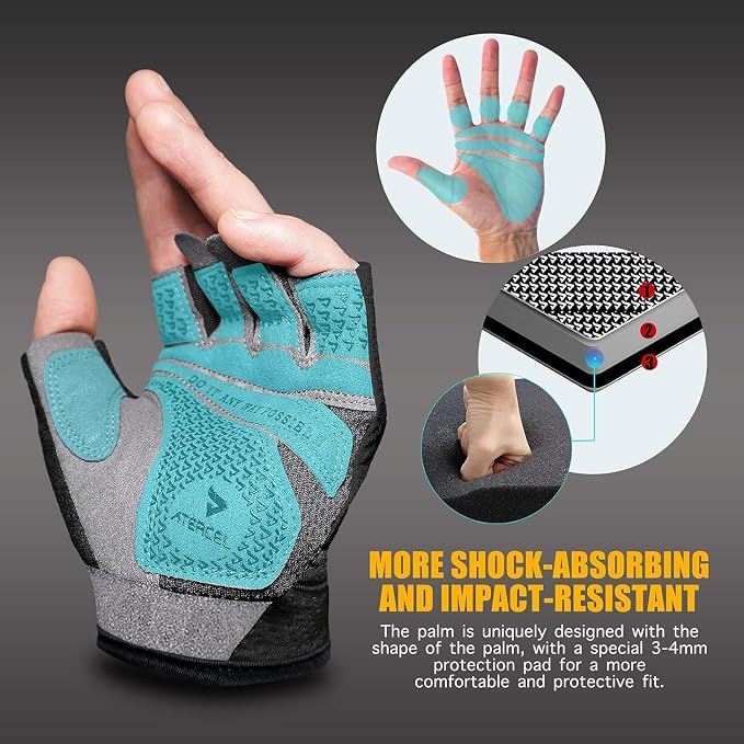 ATERCEL Gym Gloves for Women, Workout Gloves for Gym Weightlifting Exercise | Full Palm Protection | Breathable & Lightweight | For Men & Women | Cycling & Climbing Ready