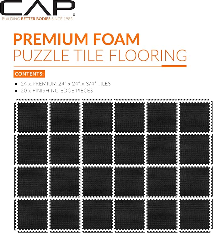 CAP Puzzle Exercise Mats | 3/4” Thick EVA Interlocking Foam Tiles for Home Gym Flooring | Multiple Options