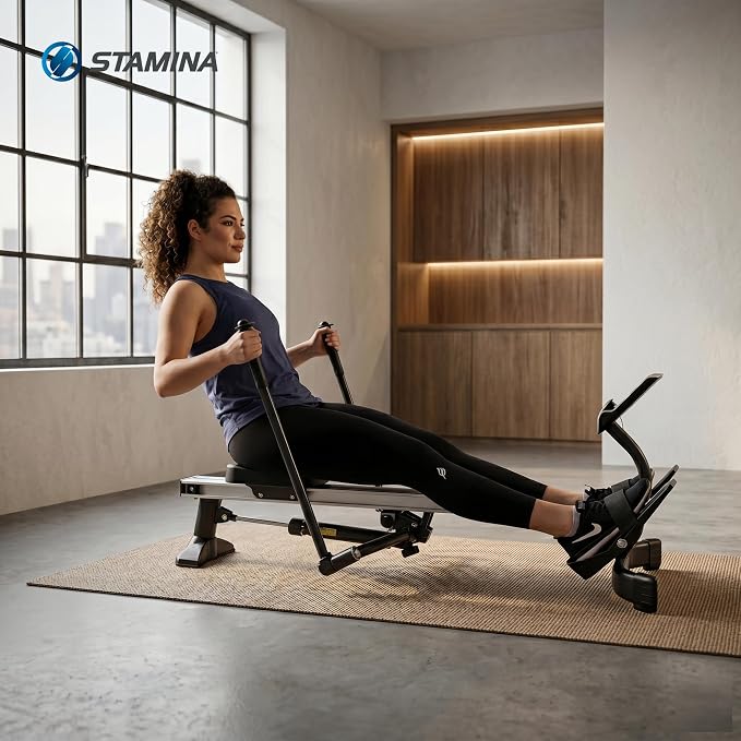 Stamina Hydraulic Rowing Machine, BodyTrac Glider with Cylinder Resistance, 250 Lbs - Home and Gym Exercise Equipment - Ideal for Fitness Training and Body Workout