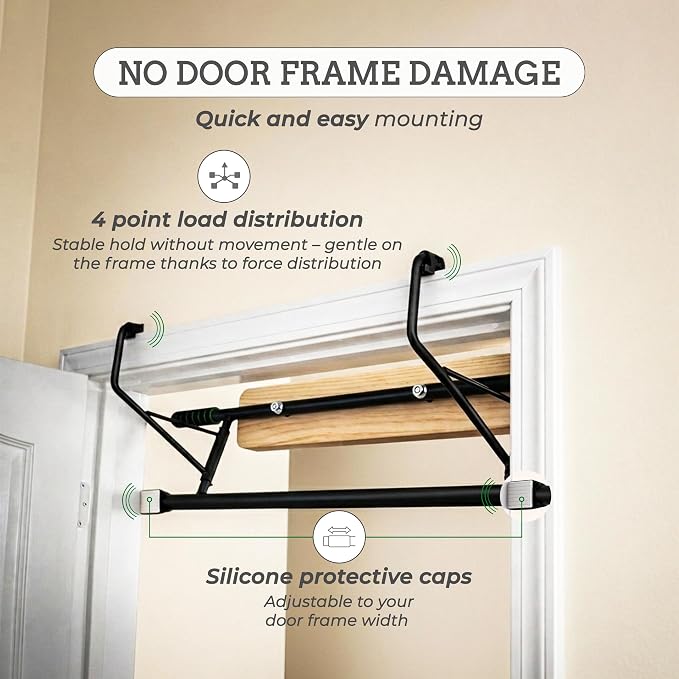 Doorway Hangboard Pull-Up Bar for Fingerboard, Rock Climbing, and Bouldering Training, No Drilling Required, Grip Strenth Training at Home
