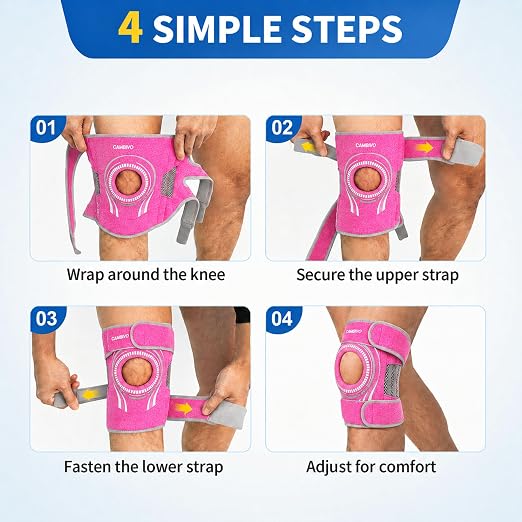 CAMBIVO Knee Brace with Stabilizers, Gel Pad & Open Patella for Men & Women | Open Patella Stabilizer for Arthritis, Meniscus & ACL MCL Relief. Adjustable Compression for Running & Sports Recovery