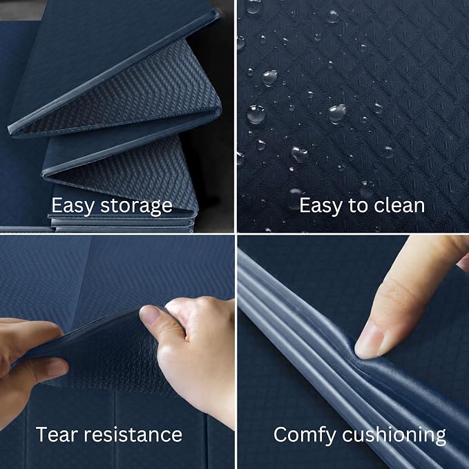 Foldable Yoga Exercise Mat, 6mm/8mm/10mm/12mm Thickness, 72 x 24 Inch - Lightweight, Anti-Slip, and Easy to Store for Yoga, Pilates, Home Workouts, and Floor Exercises