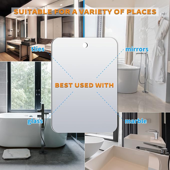 Shaving Mirror, Unbreakable Shower Mirrors, (Medium,(6 inches x8 inches) Bathroom Handheld Mirror for Men and Women Portable Camping Travel Mirrors,Frameless Handheld for Makeup, Silver