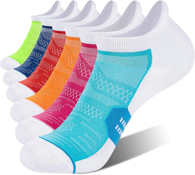 CS CELERSPORT 6 Pack Women's Ankle Running Socks Cushioned Low Cut Tab Athletic Socks