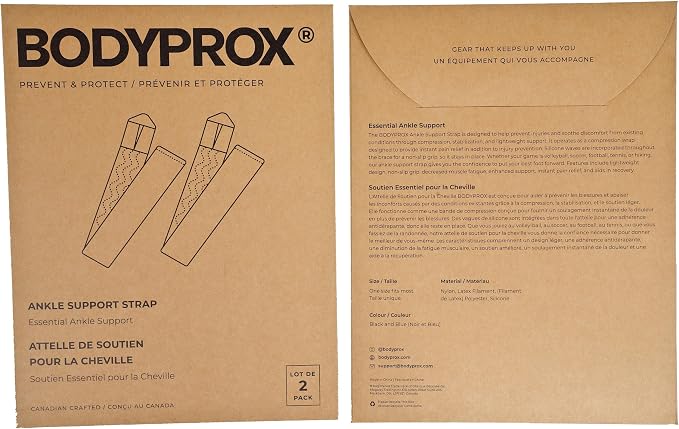 Bodyprox Ankle Support Brace 2 Pack, Adjustable Compression Ankle Braces for Sports Protection, One Size Fits Most for Men & Women