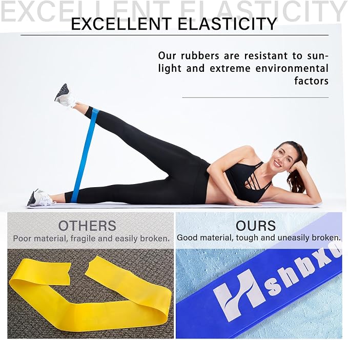 Resistance Bands Set for Physical Therapy, Rehab, Yoga and Pilates | Latex-Free elastic exercise bands suitable for rehab, yoga, Pilates, gym workouts, stretching, and home exercise