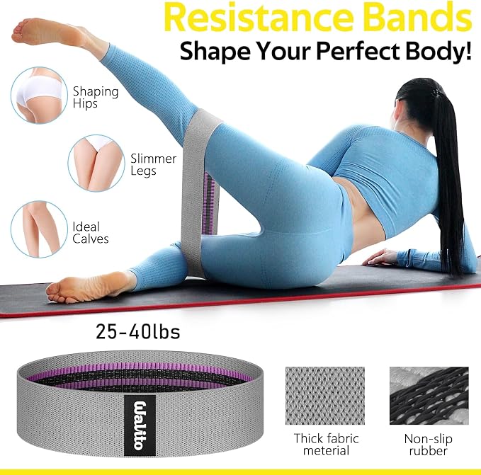 WALITO 8Pcs Barbell Pad Set for Hip Thrust - Squat Pad,Gym Accessories for Women with Bar Bad,Bench Press, with Gym Ankle Straps,Resistance Bands for Working Out,Lifting Strap,Carry Bag