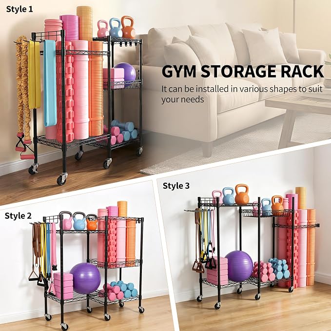 Dumbbell Weight Rack Black for Yoga Studios and Gyms 36x12x33 inch | 3-Tier Home Gym Storage Rack Gym Organizer Exercise Equipment Storage