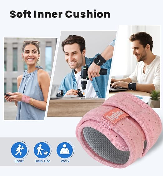 2-Pack TFCC Wrist Brace Support for Ulnar Pain, Carpal Tunnel & Tendinitis Relief, Dual Adjustable Straps Wrist Wrap, Breathable Comfortable Wrist Brace for Sports, Work & Daily Use (Pink)