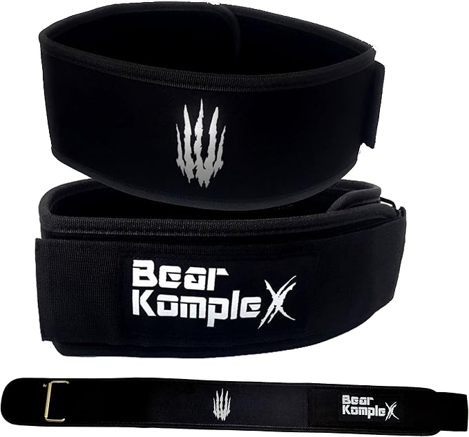 Bear KompleX 4" Straight Weightlifting Belt for at-Home Powerlifting, Squats, Weight Training and More. Low Profile with Super Firm Back for Maximum Stability & Exceptional Comfort