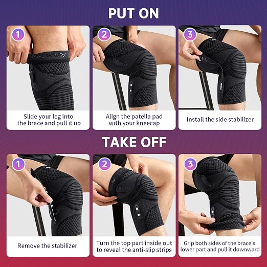 CAMBIVO Knee Brace for Men and Women with Side Stabilizers, Snap-on Detachable Support - 2025 Red Dot Award Winner Lightweight Knee Compression Sleeve for Meniscus Tear, ACL, Running