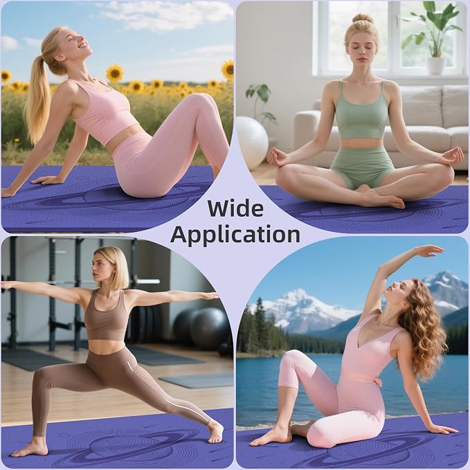 HAHE Extra Wide Yoga Mat, 72"x40"x0.4"Thick, Large Exercise Mats | Oversized Non Slip Workout Mat with Strap for Yoga, Pilates, Fitness, Home Gym Studio, Yoga Mats for Men & Women