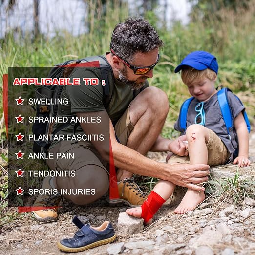 Honoson 2 Pcs Ankle Brace Kid Ankle Support Youth Neoprene Lace up Compression Sleeve Foot Brace Stabilizer with Adjustable Strap for Sport Sprained Plantar Fasciitis Achilles Tendonitis(Red,S)