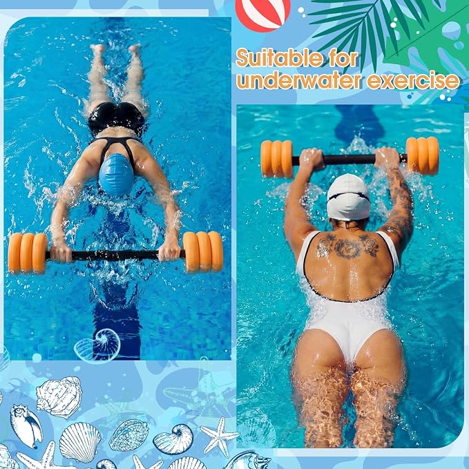 Soulchen Long Aquatic Exercise Dumbbells Pool Exercise Foam Water Weights Dumbbell Aquatic Pool Barbells with High Density EVA Foam for Swim Water Aerobics Workouts Loss