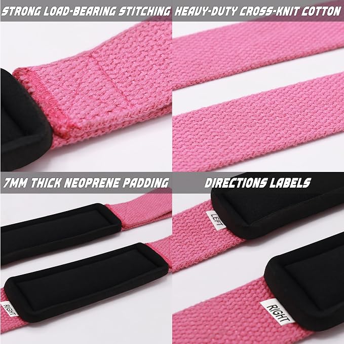 Lifting Wrist Straps for Weightlifting, Weight Lifting Straps Gym Strength Training, Neoprene Padded Wrist Support, Deadlift Straps for Men & Women, 22.5 Inch Cotton