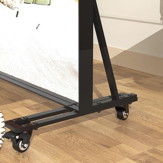 ANYHI Full Length Mirror on Wheels, 360° Swivel Full Body Rolling Mirror | 23.6"X74.5" Workout Mirror, HD Glass, Sturdy Metal Frame, Smooth Rolling Casters, Ideal For Gym, Bedroom, Dance Studio & Yoga