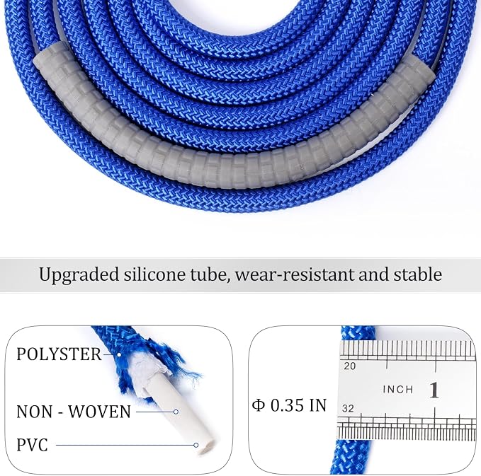 Mangodan 1LB Weighted Jump Ropes for fitness Women Men, Tangle-Free Ball Bearing Rapid Speed Skipping Jump Rope with Adjustable 9mm Cotton & PVC Cord, Aluminum Handles for MMA, Boxing, CrossFit, Weight-loss Workouts