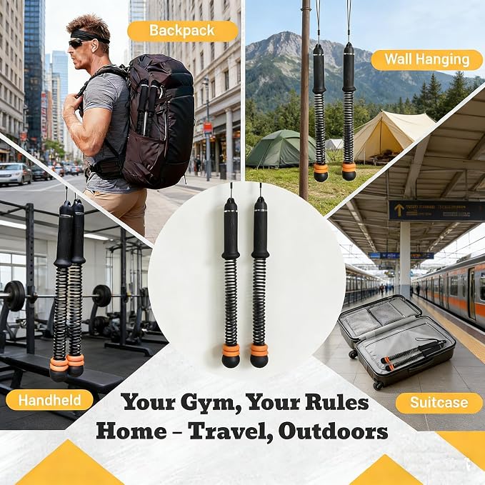 Ropeless Battle Ropes for Home Gym: 2PCS Upgraded Weighted Portable Cordless Battle Ropes for Strength Building, Workout, HIIT and Low-Impact Aerobic Training for Men & Women, Black 2