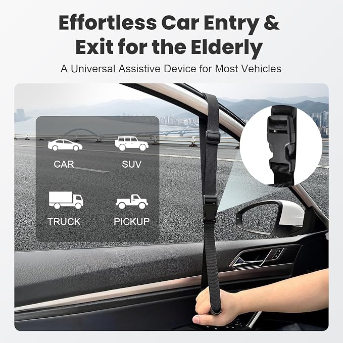 2 Pack Car Handle Assist for Elderly, Auto Cane Portable Vehicle Support Handle 3 in 1 Multifunctional Standing Mobility Aid Tool for Elderly, Car Strap with Nylon Band (Red)