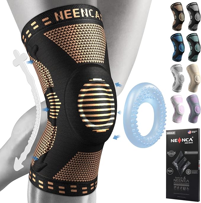 NEENCA Professional Knee Brace for Pain Relief, Medical Knee Support with Patella Pad & Side Stabilizers, Compression Knee Sleeve for Meniscus Tear, ACL, Joint Pain, Runner, Workout - FSA/HSA APPROVED | Patented Patella Gel Pad & Side Stabilizers, Comp...