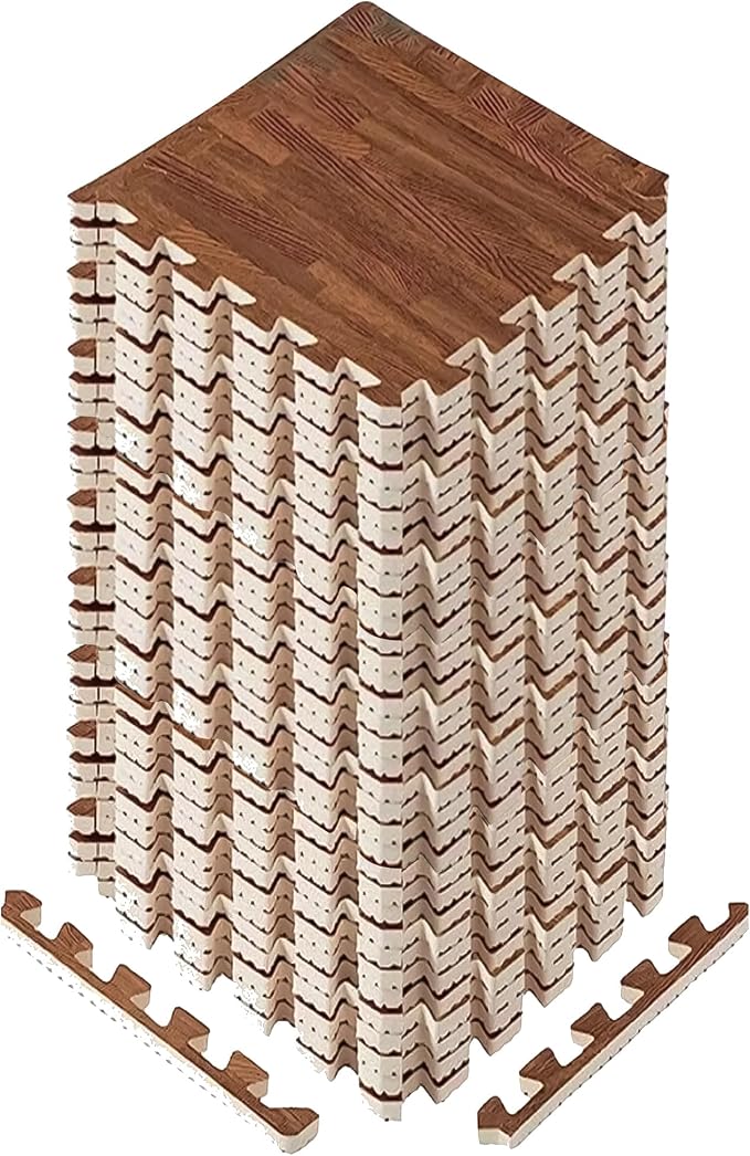 Yes4All EVA Interlocking Mats, Puzzle Floor Tiles, Foam Floor Padding with Border for Furniture, Home Space, Living Room, Garage 11,22,32 SQFT