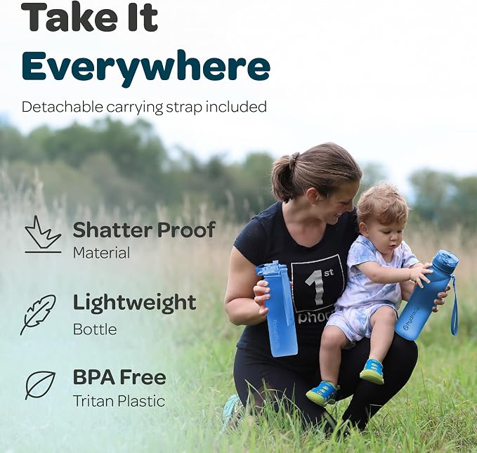 Hydracy Motivational Water Bottle with Time Marker & Fruit Infuser 17 oz | BPA-Free Tritan, Leakproof Flip-Top Lid,No-Sweat Sleeve,Carry Strap,Daily Intake Tracking for Gym,Sports,Outdoors