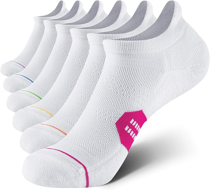 CS CELERSPORT 6 Pack Women's Ankle Running Socks Cushioned Low Cut Tab Athletic Socks