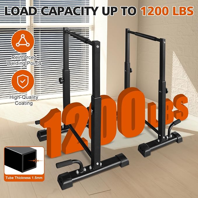 Adjustable Height Dip Bar Station, Heavy Duty Dip Station for Home Gym,Multi-function Dip Station Pull Up Bar Full Body Strength Training Workout Fitness Equipment for Tricep Dips