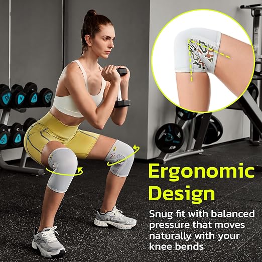 5mm Knee Brace For Women Men for Fitness, Weightlifting L (1 Pair) | Knee Support ,Knee Compression Sleeve, Non-Slip Braces for Training & Fitness, Weightlifting, Neoprene