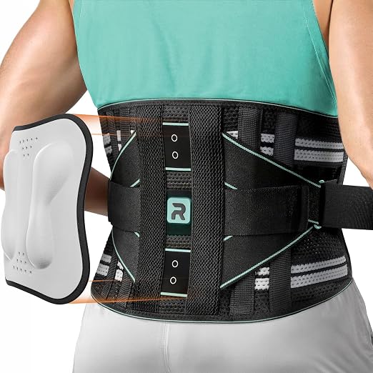 Rakiie Back Brace for Lower Back for Women Men, Elastic Back Support Belt with 8 Stays for Lifting at Work, Breathable Soft Lumbar Support, Blue L