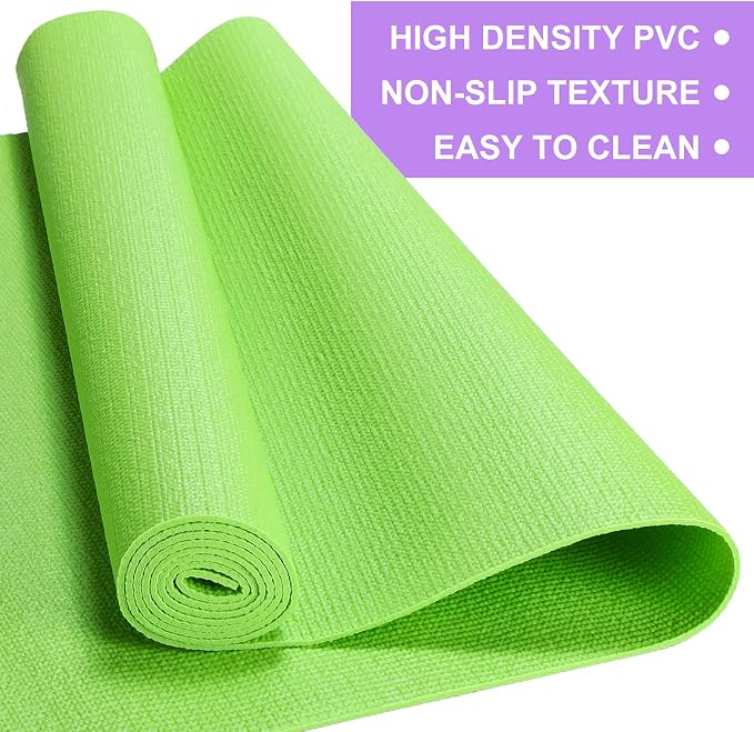 Funtery 3 mm Thin Yoga Mats Bulk, 68 x 24 Inches Lightweight PVC Exercise Mats Non Slip Workout Fitness Pads for Yoga Pilates Stretching Classes Gym Home Studio